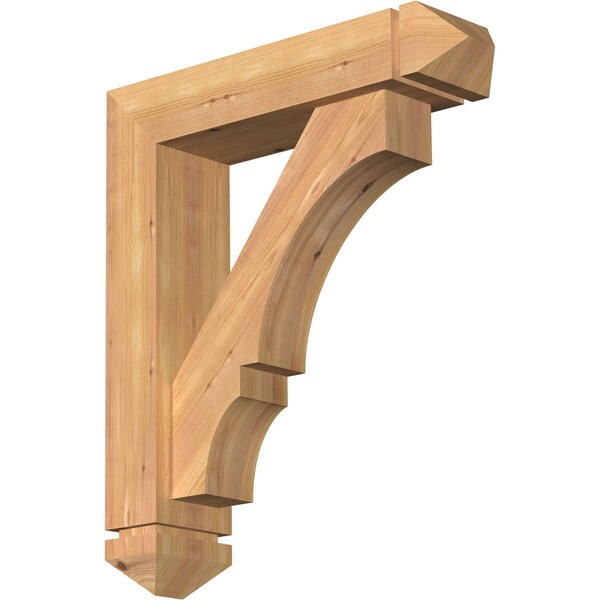 Ekena Millwork Balboa Arts and Crafts Smooth Bracket w/ Offset Brace, Western Red Cedar, 5 1/2"W x 22"D x 26"H BKT0604X22X26BOA03SWR - main